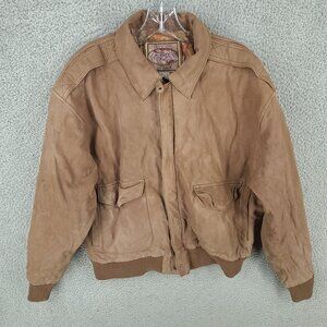 International Leather Collection Jacket Mens Medium Brown Bomber Full Zip